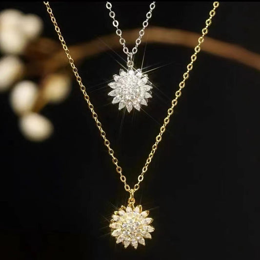 Rotatable Sunflower Necklace Full Of Diamonds
